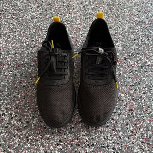 Cole Haan Men's Black Knit Casual Sneakers with Yellow Accents